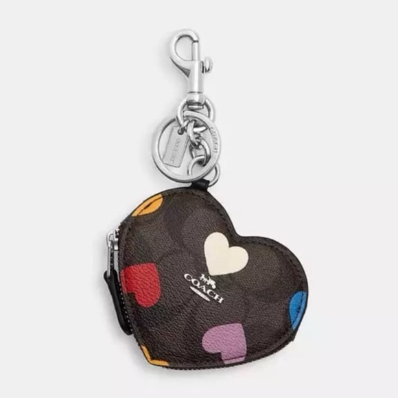 LAST ONE! COACH Ltd Edition Heart Bag Charm | Signature Canvas | Heart Print NWT - Picture 1 of 9
